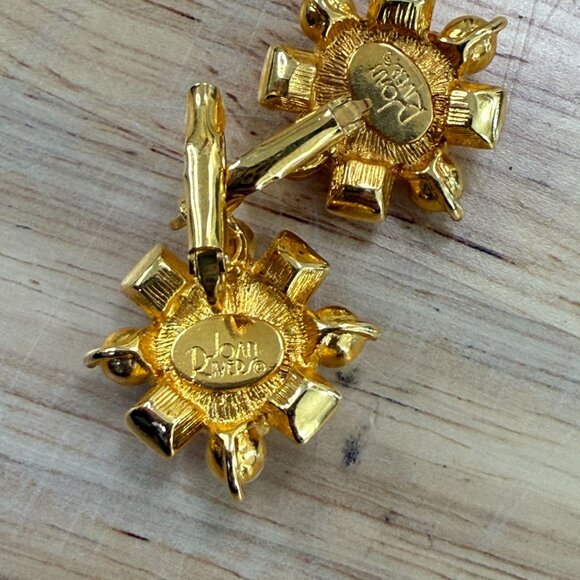 Joan Rivers Vintage Gold-Plated Earrings With Faux Pearl & Pink Crystal Accents - Picture 8 of 9